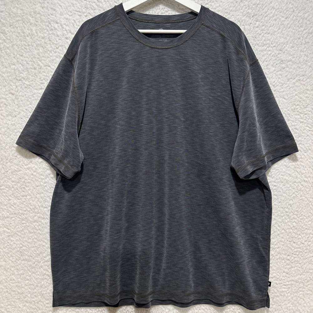 Tommy Bahama Men's Size 2XL Gray Short-sleeve Tencel blend Textured Shirt Logo